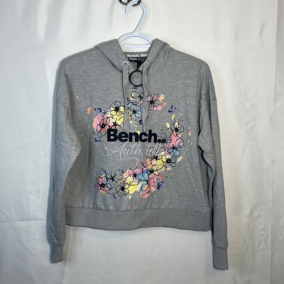 Bench Crop Top Hoodie, Grey, Size Small - Picture 1 of 5